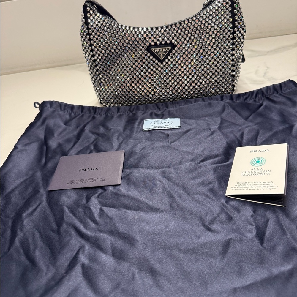 Prada Black and Silver Crystal Studded Bag